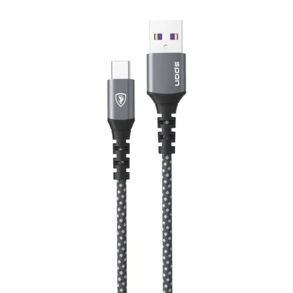 سلك شاحن usb تايب سي قماش ضد القطع معتمد من شركة ابل مع ضمان 5سنوات من شركة سبون
