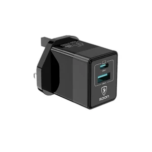 شاحن جداري سبون بقوة 45 واط بتقنية gan ثنائي المنافذ (usb c + qc5.0 usb a)